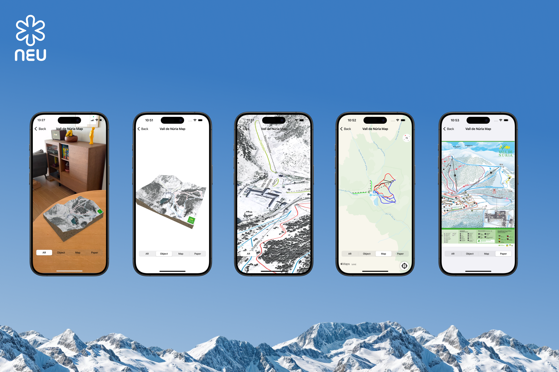 Ski resort slopes maps and paper trail maps